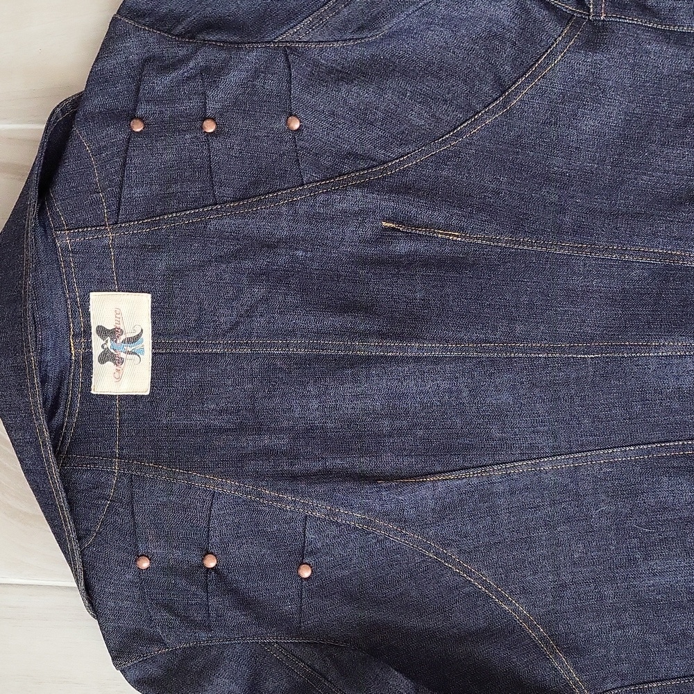 Jean Jacket & Jeans pants Custom design Copper Stud & topstitched Size M - Picture 7 of 15